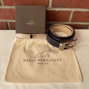 NEW Mario Hernandez Leather Belt Logo Buckle Size S Handcrafted